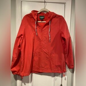 L.L.Bean Size L Coral Pullover Anorak Jacket Half Zip Hooded Lightweight Pockets